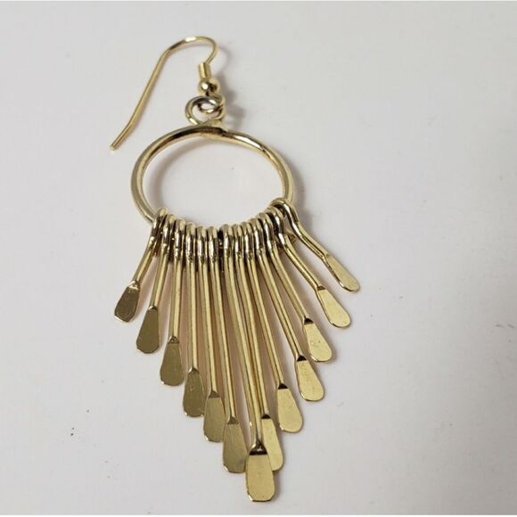 FRENCH HOOK Goldtone Dangling Paddle Earrings - Picture 5 of 5